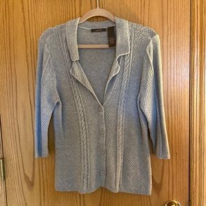 Heather B gray 3/4 sleeve collard knit cardigan in size L.